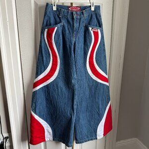 Vintage JNCO Wide Leg Jeans | Y2K Colorblock Rave Denim | Size 11